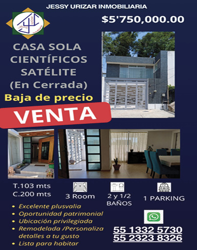 CASA,SOLA,CIENTIFICOS,SATELITE,(En,Cerrada)Baja,de,precioVENTA55-1332-5730