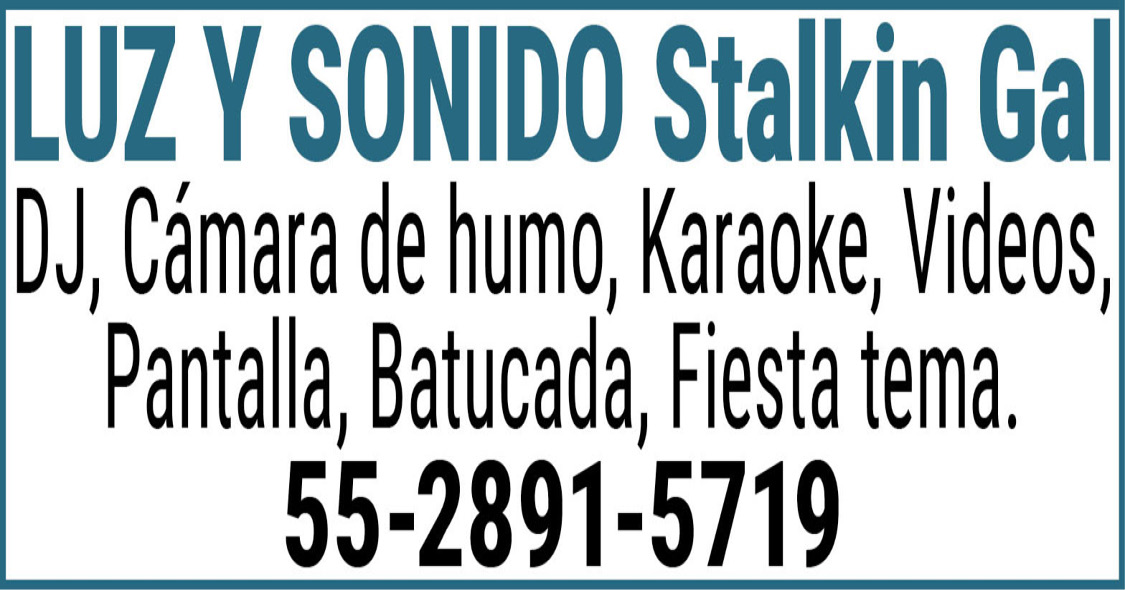 LUZ Y SONIDO Stalkin,Gal DJ, Cámara,de,humo, Karaoke, Videos, Pantalla, Batucada, Fiesta,tema. 55-2891-5719