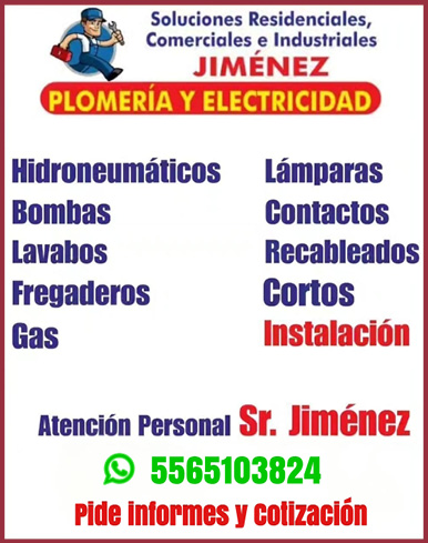 Soluciones,Residenciales, Comerciales,e,IndustrialesJIMENEZPLOMERIA,Y,ELECTRICIDAD5565103824
