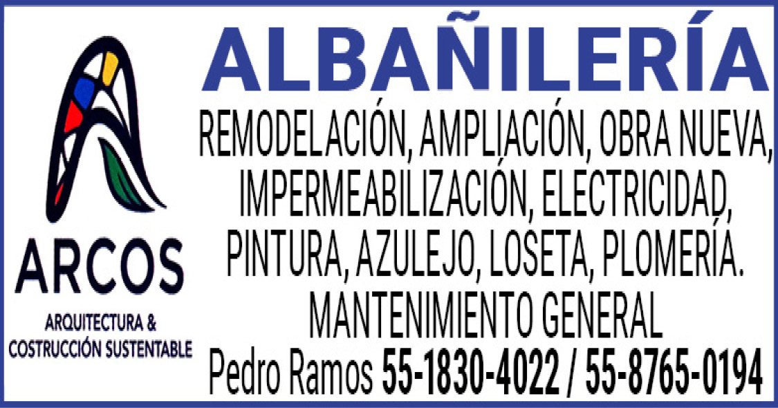 ALBAÑILERÍAREMODELACIÓN,AMPLIACIÓN,OBRA,NUEVA,IMPERMEABILIZACIÓN,ELECTRICIDAD,PINTURA,AZULEJO,LOSETA,PLOMERIA.,MANTENIMIENTO,GENERALPedro,Ramos 55-1830-4022,/,55-8765-0194