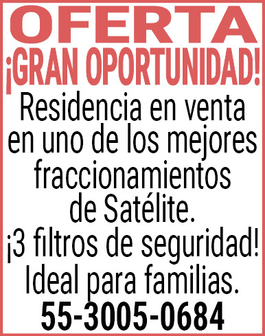OFERTA¡GRAN OPORTUNIDAD!Residencia,en,venta,en,uno de,los,mejores,fraccionamientos de,Satélite.¡3,filtros,de,seguridad!Ideal,para,familias.55-3005-0684