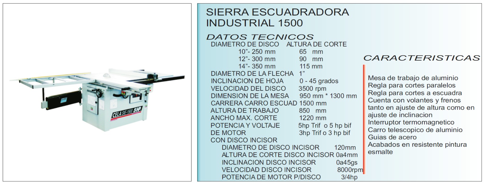 PARA FABRICAR MUEBLES ,¡EXCELENTE,OPORTUNIDAD! , ,Sierra,Escuadradora,SIE,1500,marca,CELA,de,6,caballos,de,fuerza. Para,recoger,en,Naucalpan,Edo.de,México.,COSTO,$79,500,más,IVA,si,requieren,factura.,INTERESADOS WhatsApp 56-3655-5153