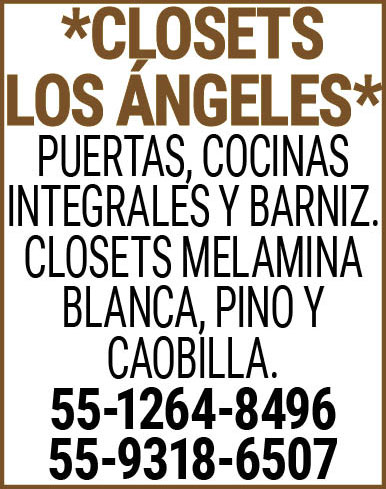*CLOSETS LOS ANGELES*PUERTAS, COCINAS INTEGRALES Y,BARNIZ.CLOSETS MELAMINA BLANCA, PINO,Y,CAOBILLA.55-1264-8496 55-9318-6507