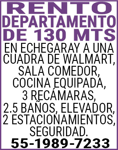 Rento departamento de 130 mtsen echegaray a una cuadra de wal…