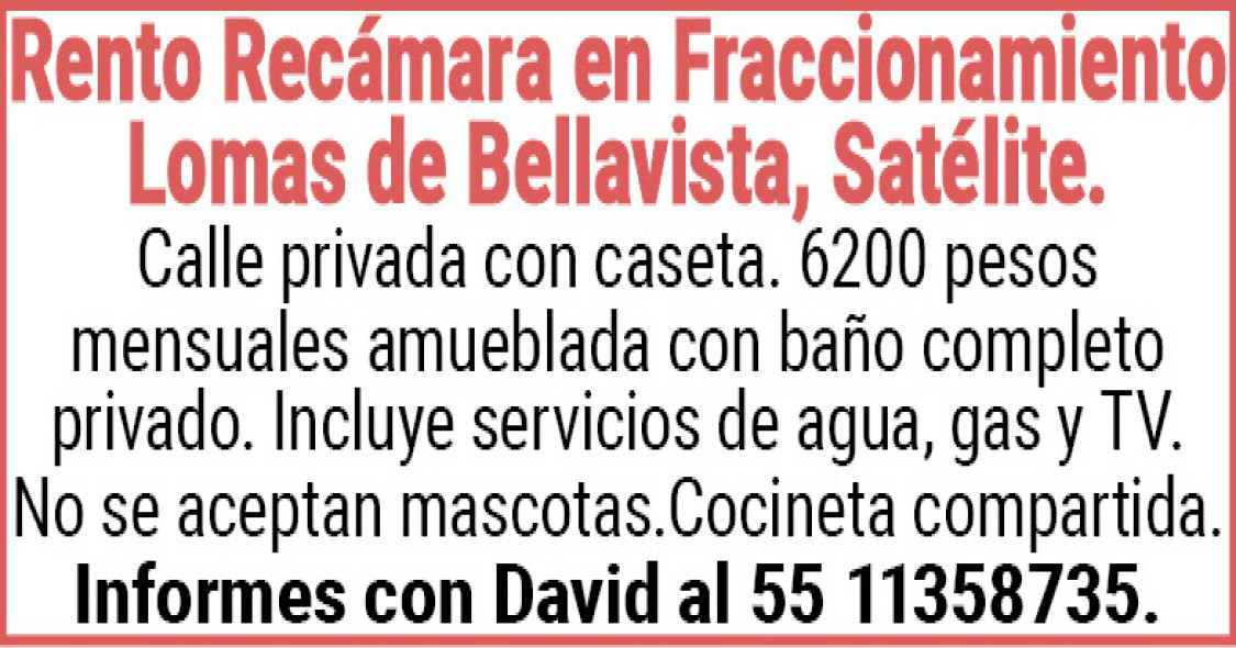 Rento Recámara en Fraccionamiento Lomas de Bellavista…