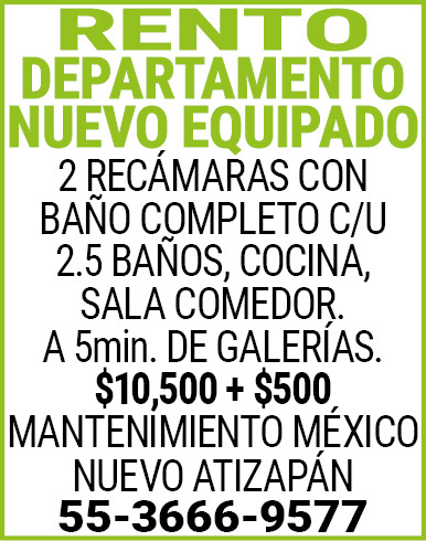 Rento departamento nuevo equipado2 recamaras con baño…