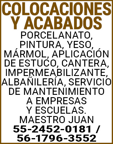 Colocaciones y acabadosporcelanato pintura yeso mármol…
